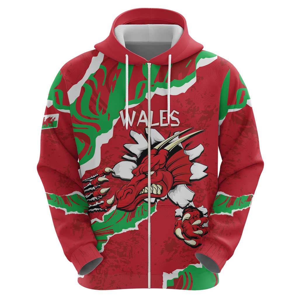 Personalised Wales Hoodie Welsh Dragon LT15