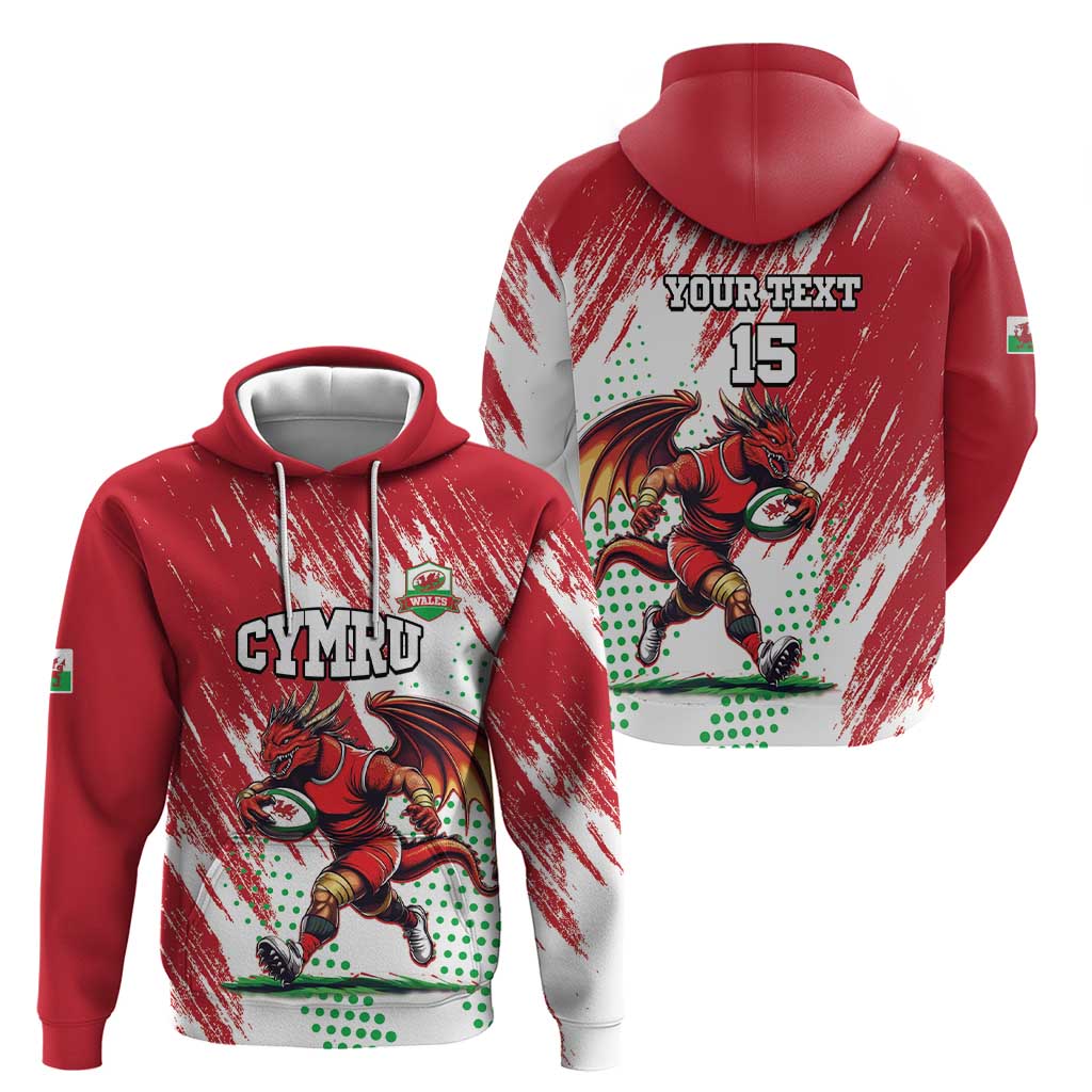 Wales Rugby Custom Hoodie Welsh Dragon Mascot LT15