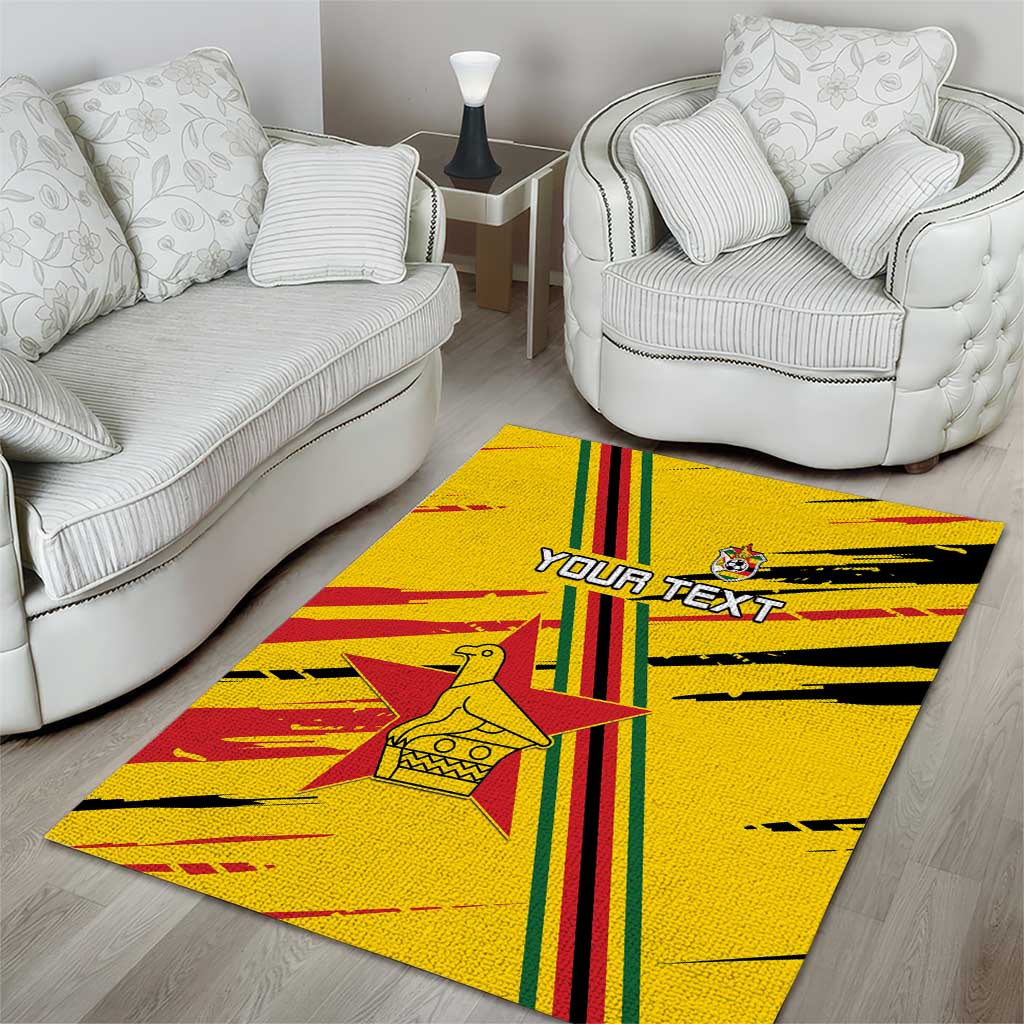 Custom Zimbabwe Football Area Rug Grunge Style LT15