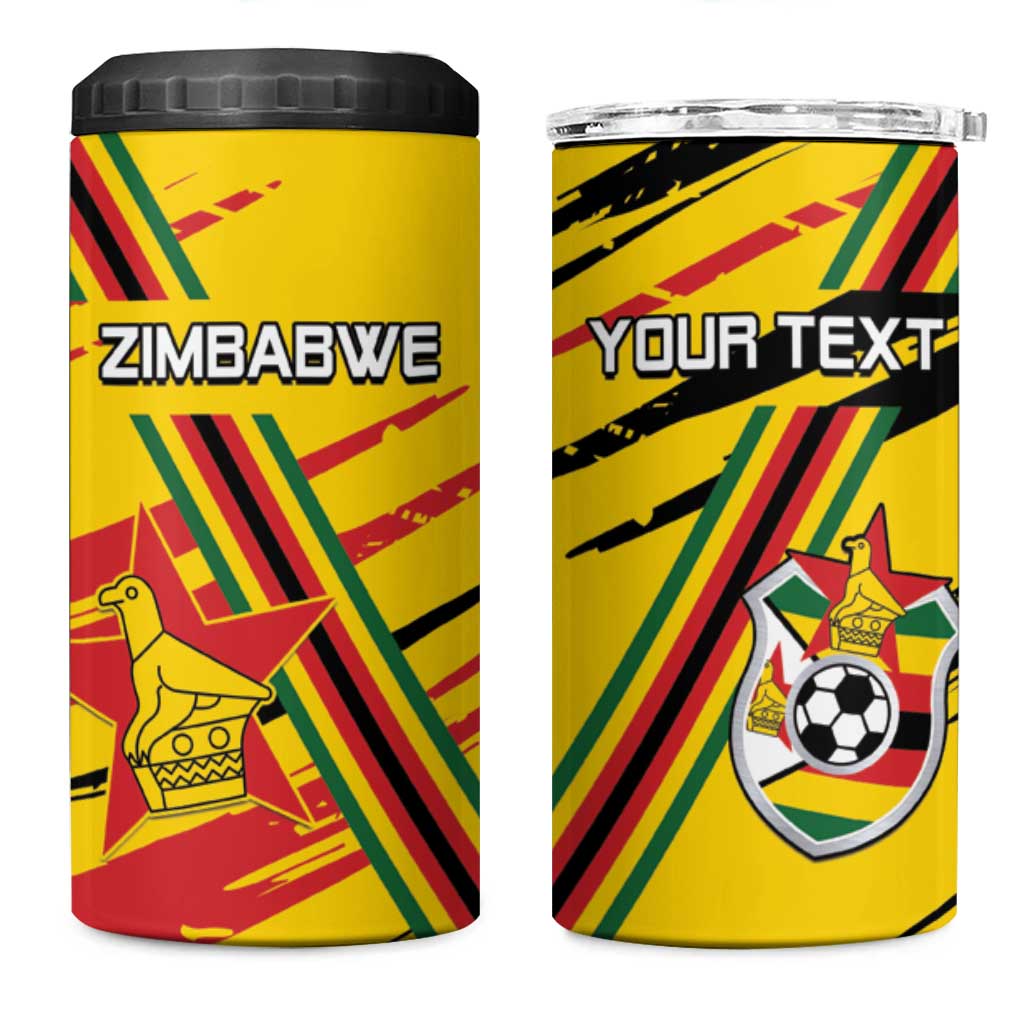Custom Zimbabwe Football 4 in 1 Can Cooler Tumbler Grunge Style LT15