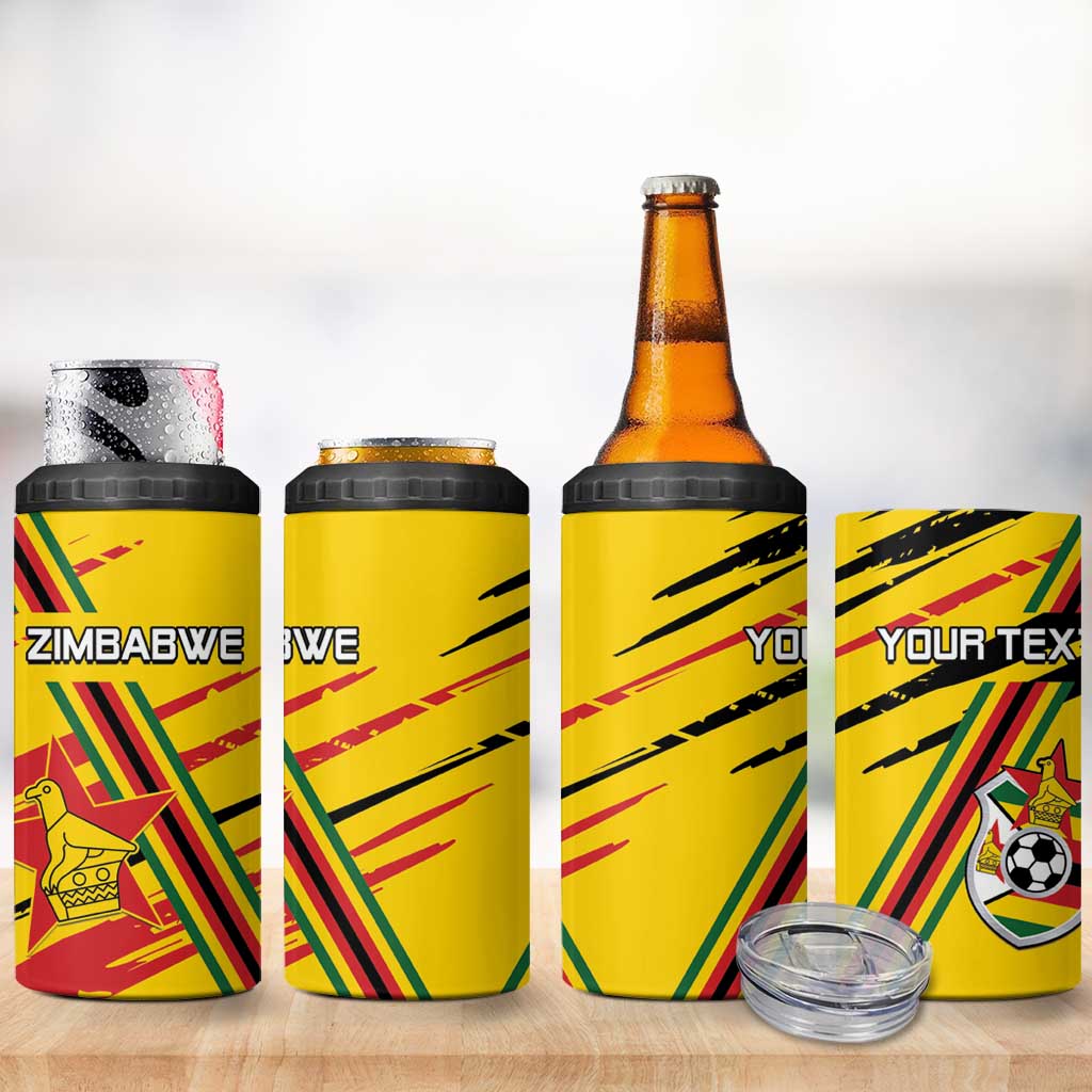 Custom Zimbabwe Football 4 in 1 Can Cooler Tumbler Grunge Style LT15
