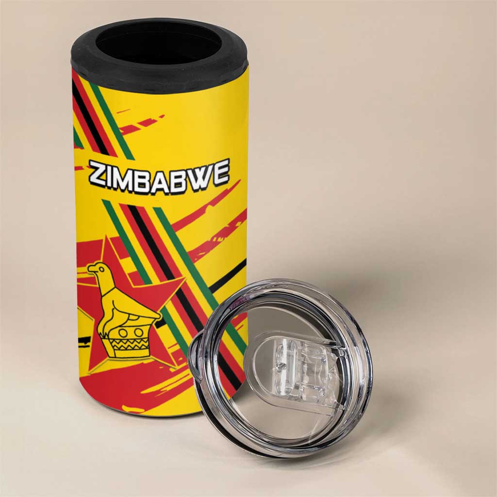 Custom Zimbabwe Football 4 in 1 Can Cooler Tumbler Grunge Style LT15