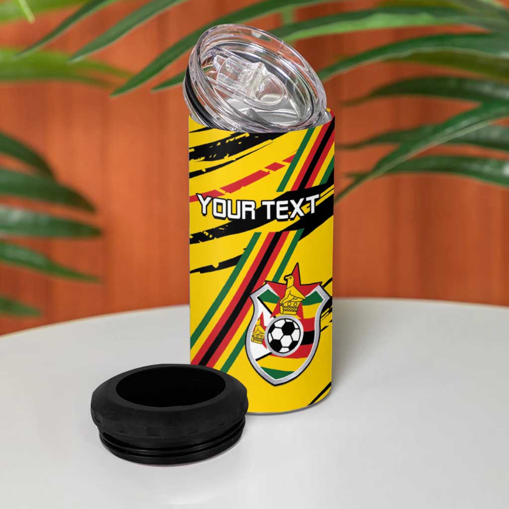 Custom Zimbabwe Football 4 in 1 Can Cooler Tumbler Grunge Style LT15