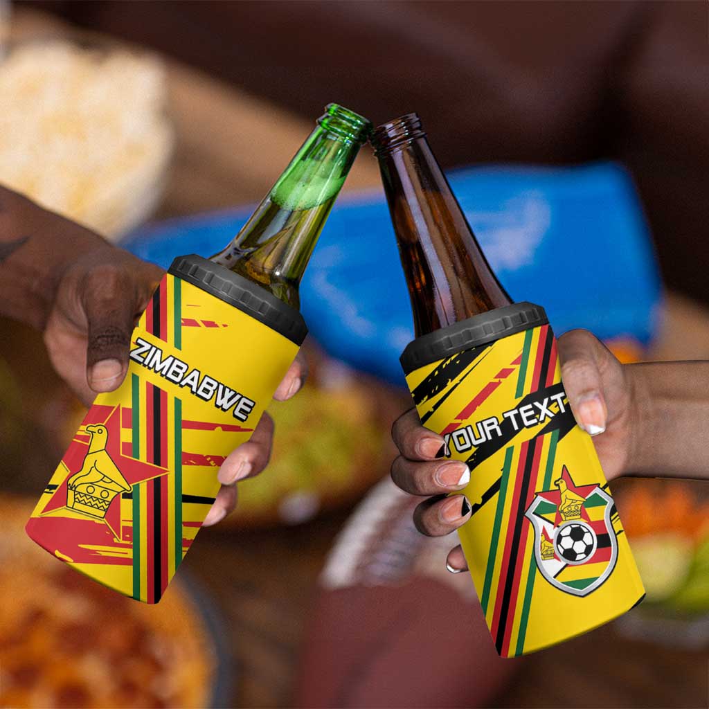 Custom Zimbabwe Football 4 in 1 Can Cooler Tumbler Grunge Style LT15