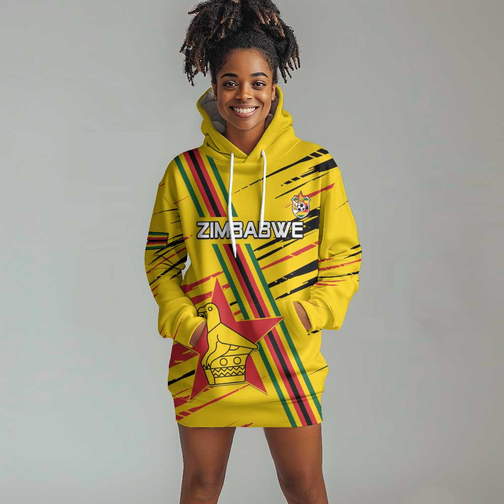 Custom Zimbabwe Football Hoodie Dress Grunge Style LT15