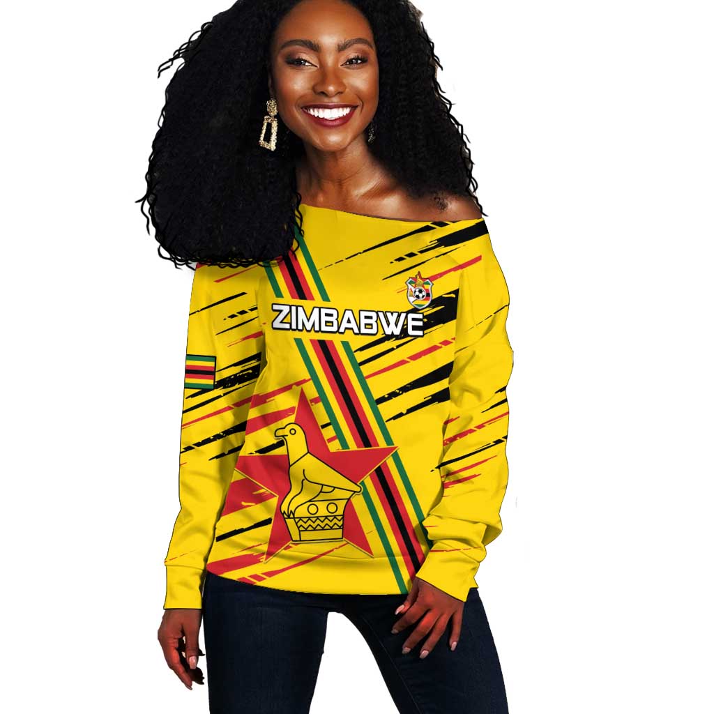 Custom Zimbabwe Football Off Shoulder Sweater Grunge Style LT15