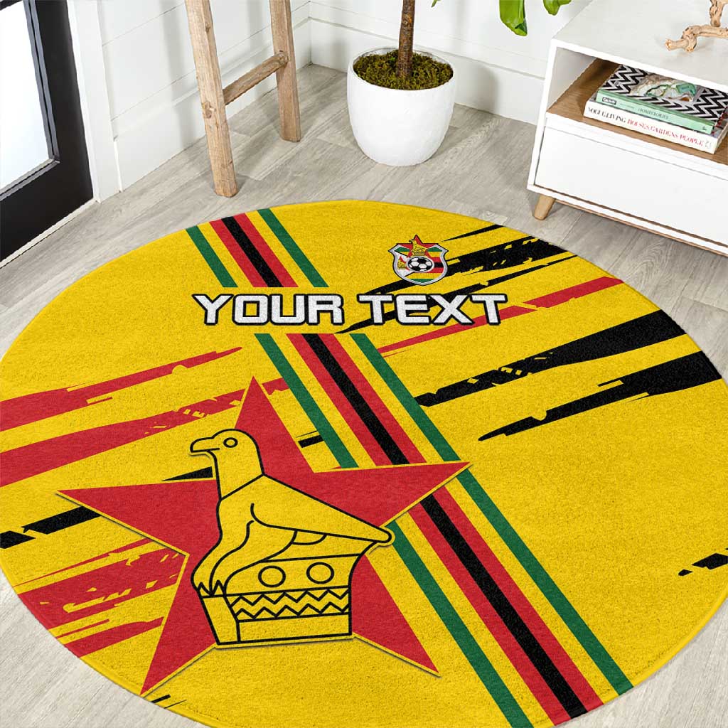 Custom Zimbabwe Football Round Carpet Grunge Style LT15