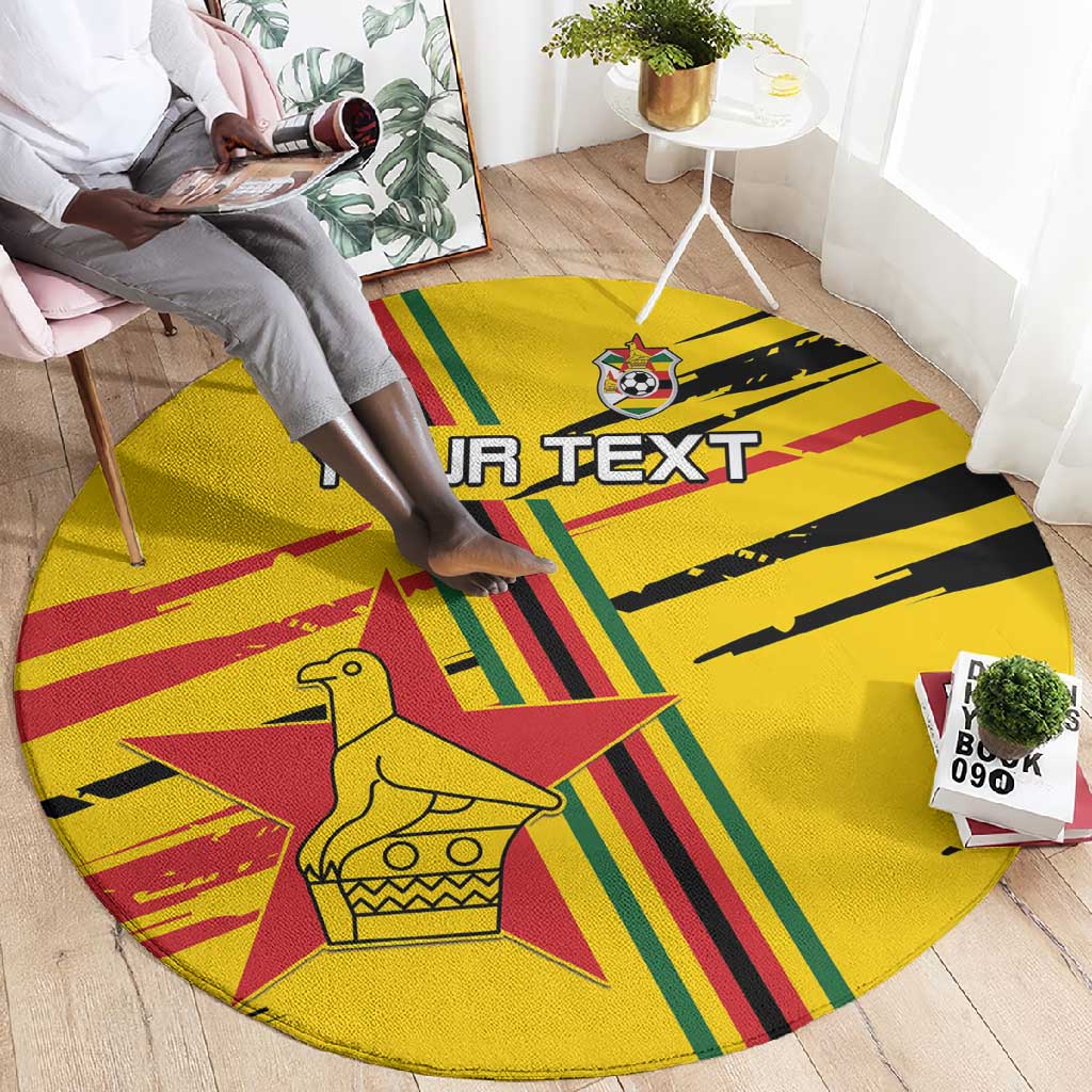 Custom Zimbabwe Football Round Carpet Grunge Style LT15
