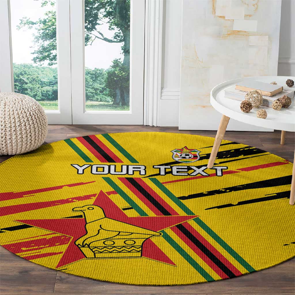 Custom Zimbabwe Football Round Carpet Grunge Style LT15