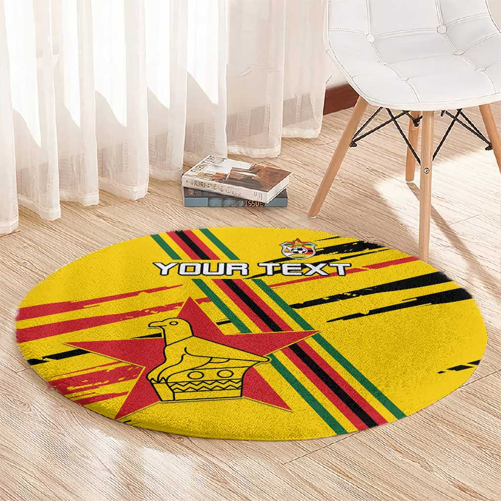 Custom Zimbabwe Football Round Carpet Grunge Style LT15