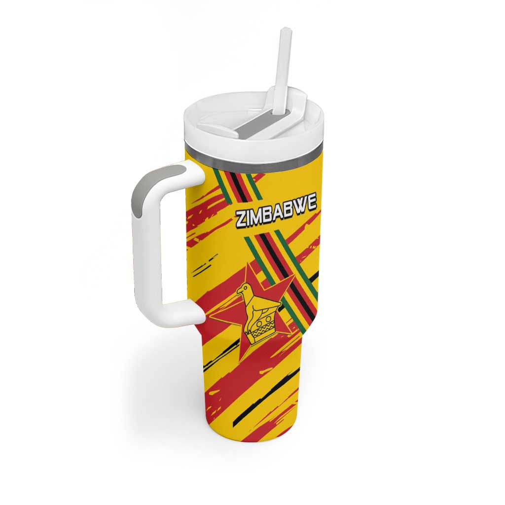 Custom Zimbabwe Football Tumbler With Handle Grunge Style LT15