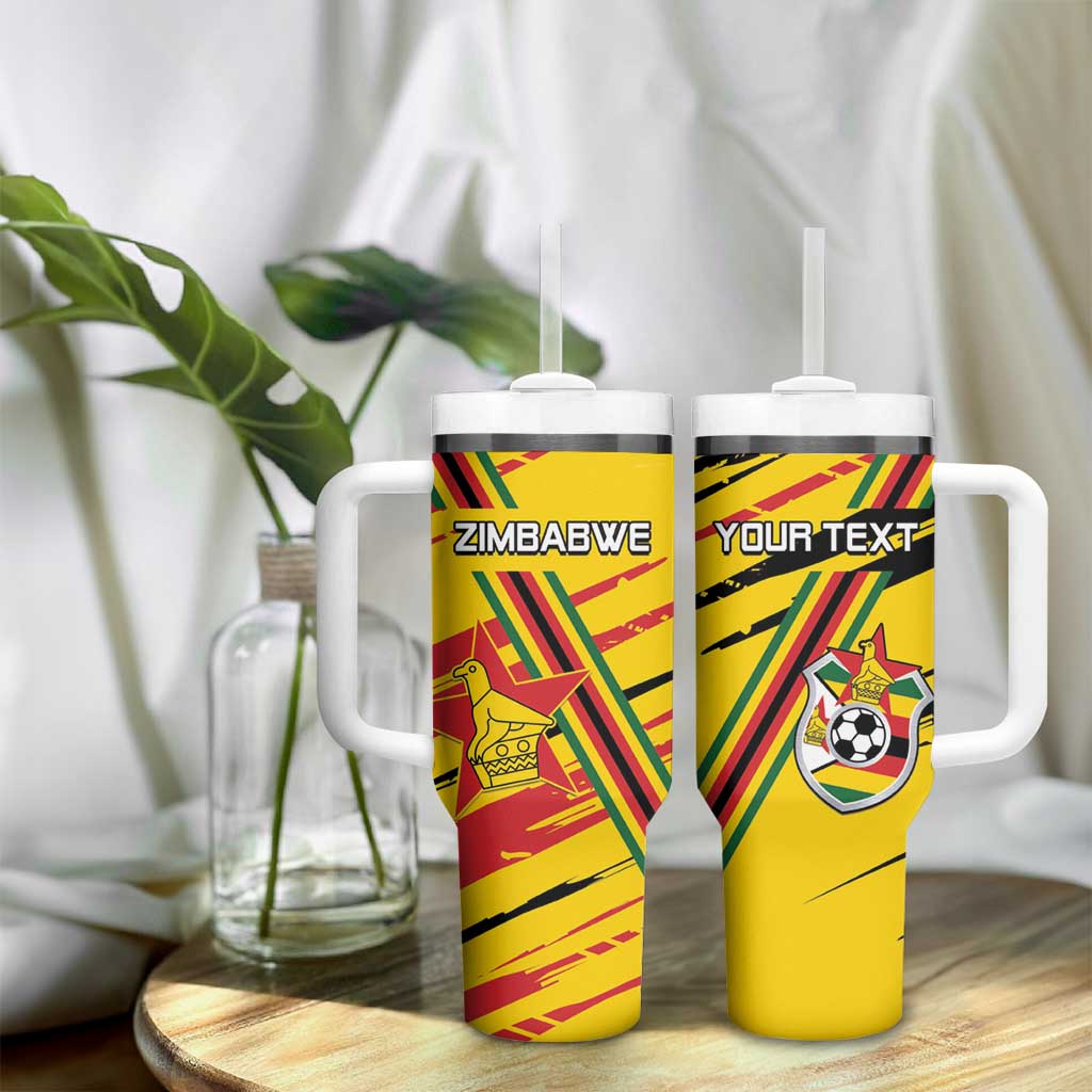 Custom Zimbabwe Football Tumbler With Handle Grunge Style LT15