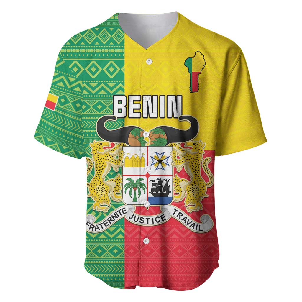 Personalised Afro Benin Baseball Jersey Flag Style - African Pattern LT15