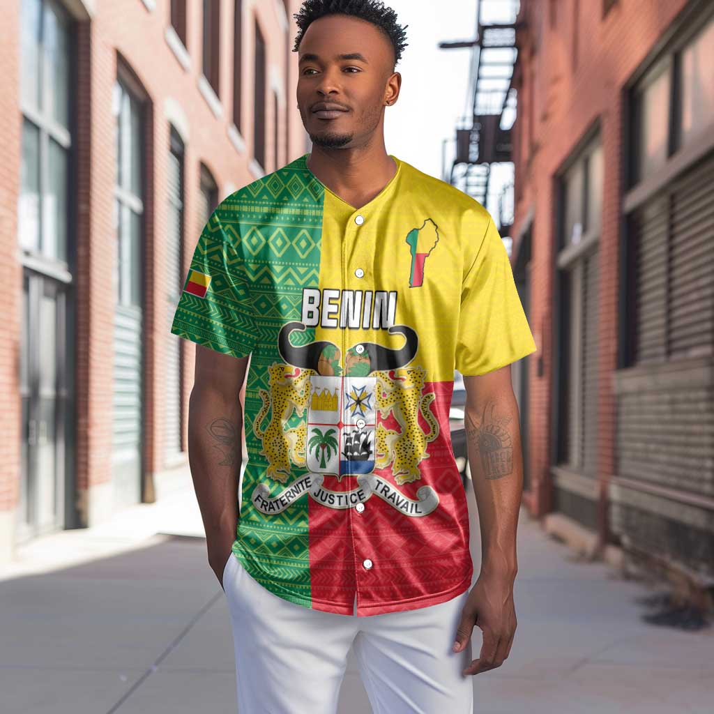 Personalised Afro Benin Baseball Jersey Flag Style - African Pattern LT15