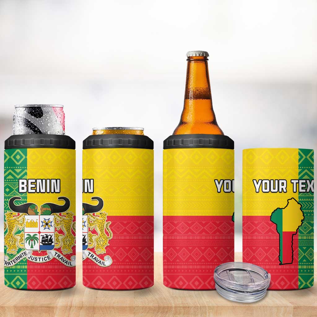 Personalised Afro Benin 4 in 1 Can Cooler Tumbler Flag Style - African Pattern LT15