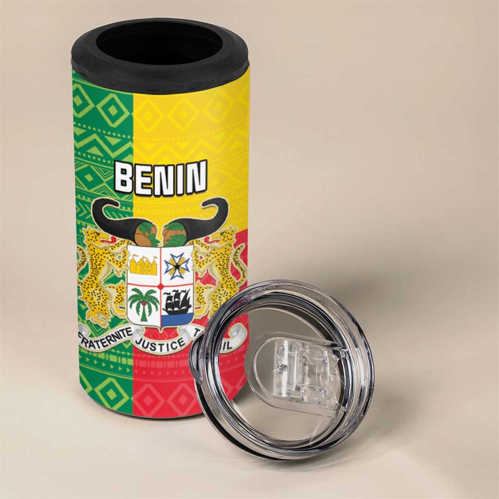 Personalised Afro Benin 4 in 1 Can Cooler Tumbler Flag Style - African Pattern LT15