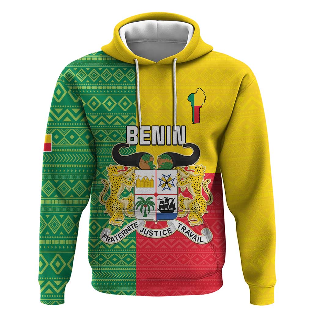 Personalised Benin Hoodie Coat Of Arms Flag Style LT15