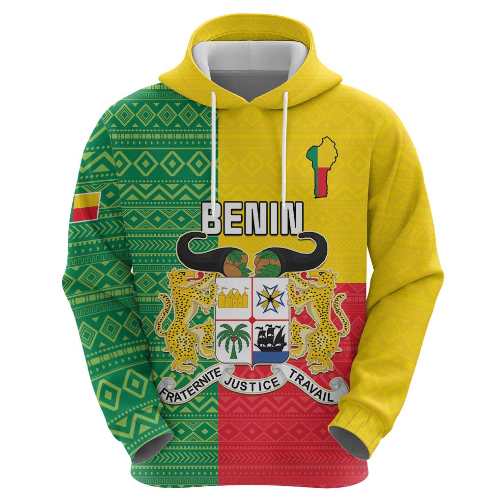 Personalised Benin Hoodie Coat Of Arms Flag Style LT15