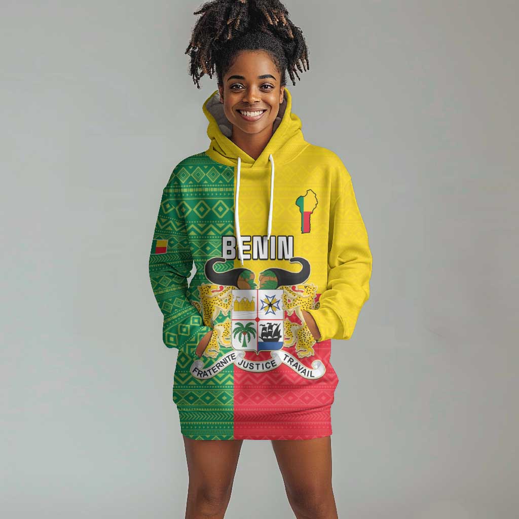 Personalised Afro Benin Hoodie Dress Flag Style - African Pattern LT15