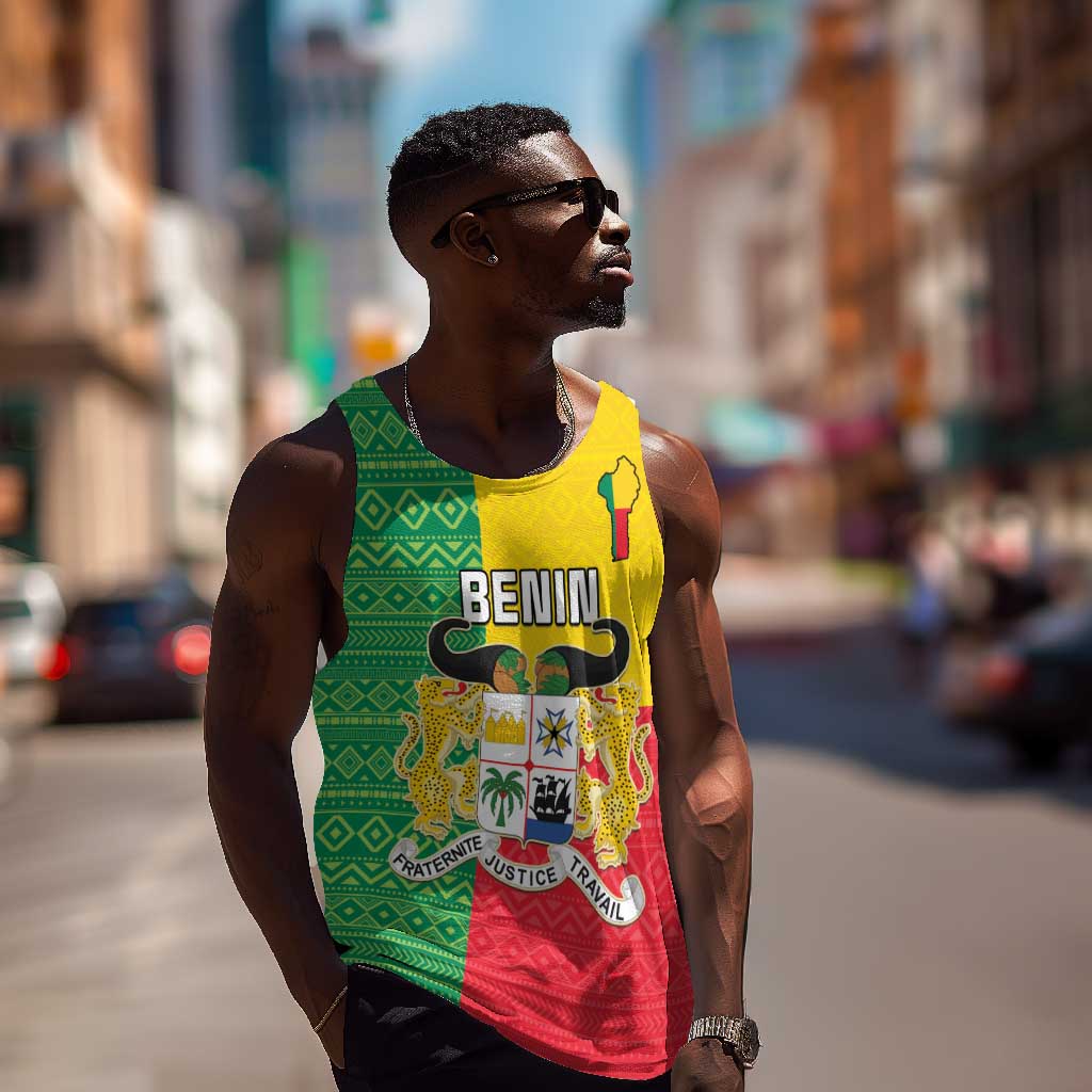 Personalised Afro Benin Men Tank Top Flag Style - African Pattern LT15