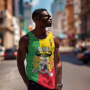 Personalised Afro Benin Men Tank Top Flag Style - African Pattern LT15