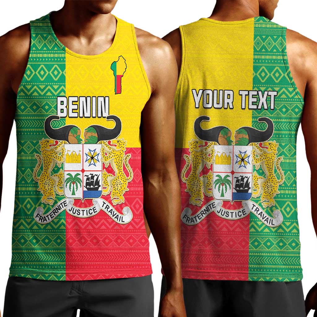 Personalised Afro Benin Men Tank Top Flag Style - African Pattern LT15