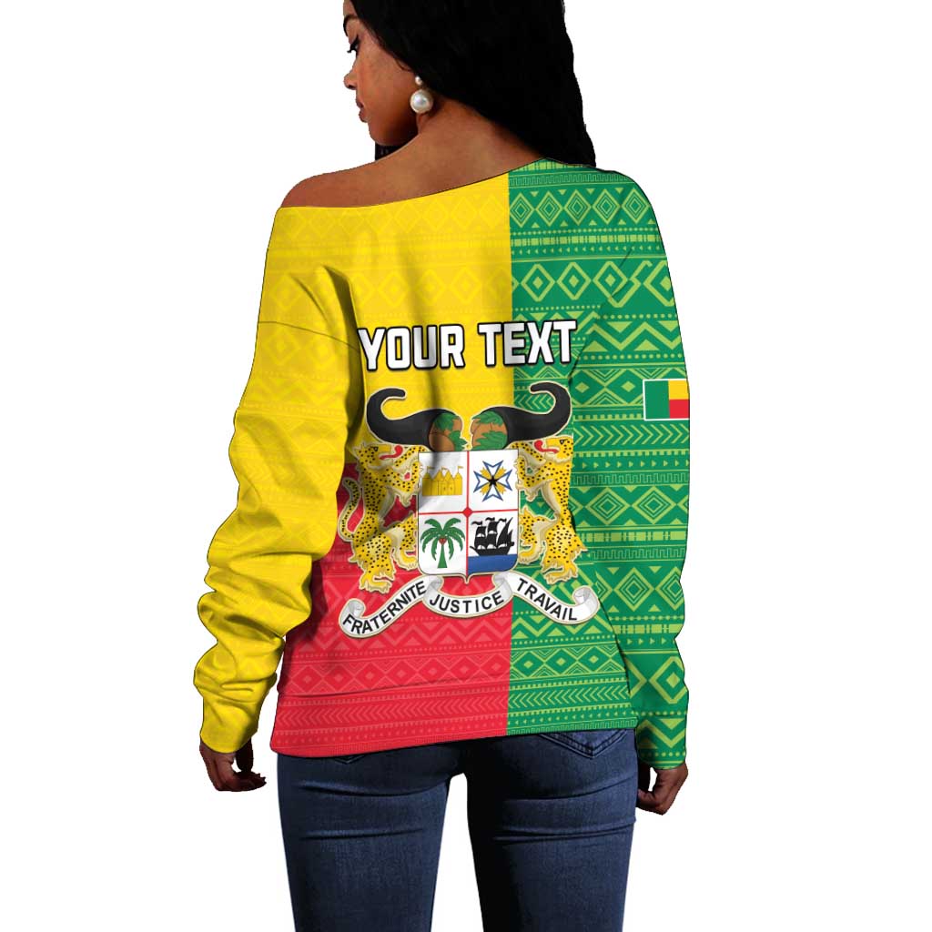 Personalised Afro Benin Off Shoulder Sweater Flag Style - African Pattern LT15