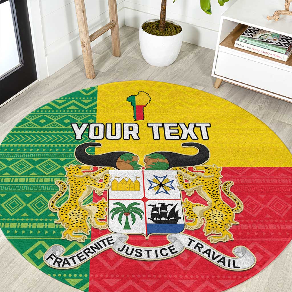 Personalised Afro Benin Round Carpet Flag Style - African Pattern LT15