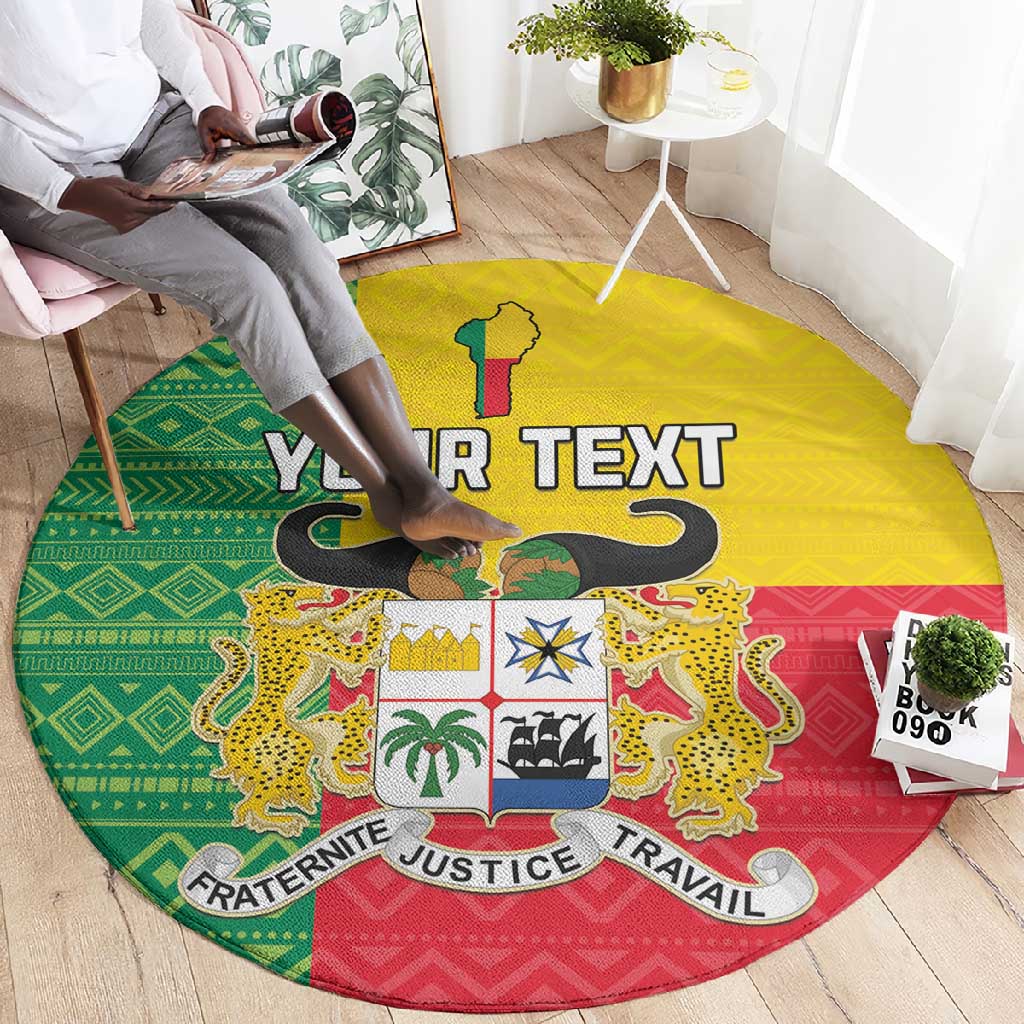 Personalised Afro Benin Round Carpet Flag Style - African Pattern LT15