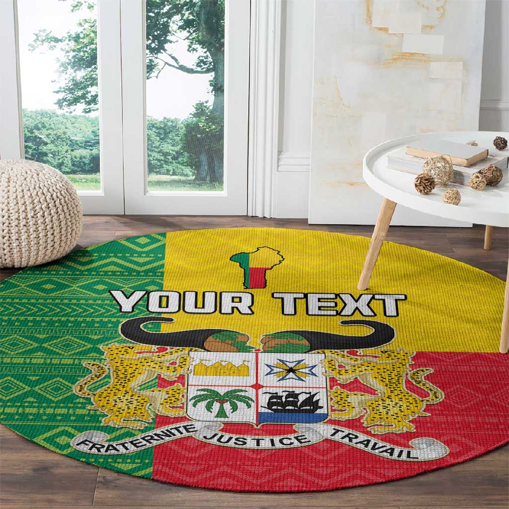 Personalised Afro Benin Round Carpet Flag Style - African Pattern LT15