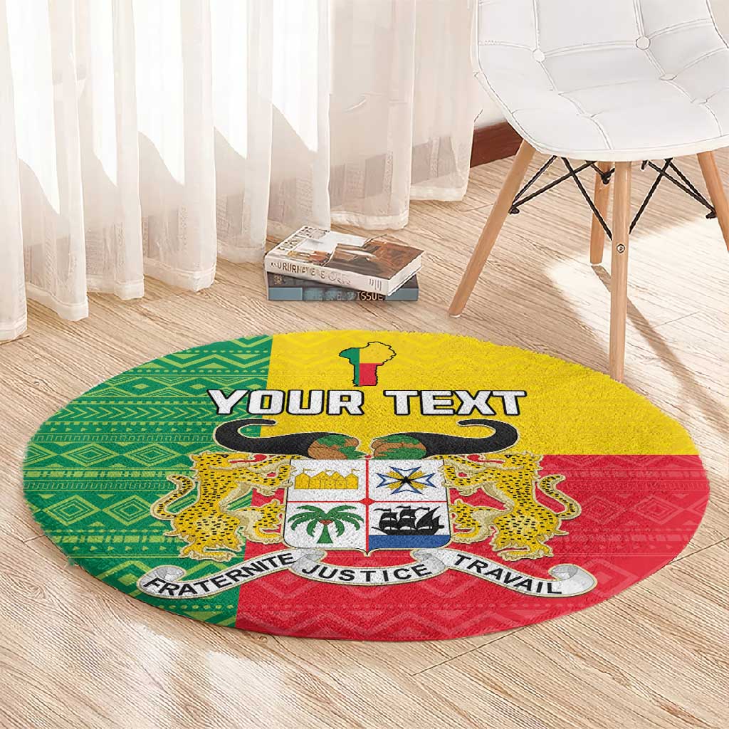 Personalised Afro Benin Round Carpet Flag Style - African Pattern LT15
