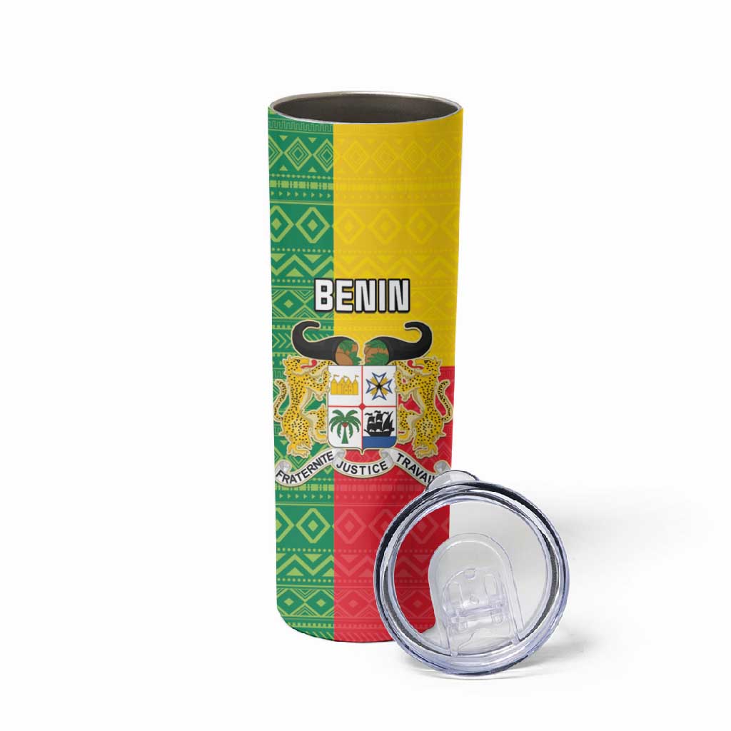 Personalised Afro Benin Skinny Tumbler Flag Style - African Pattern LT15