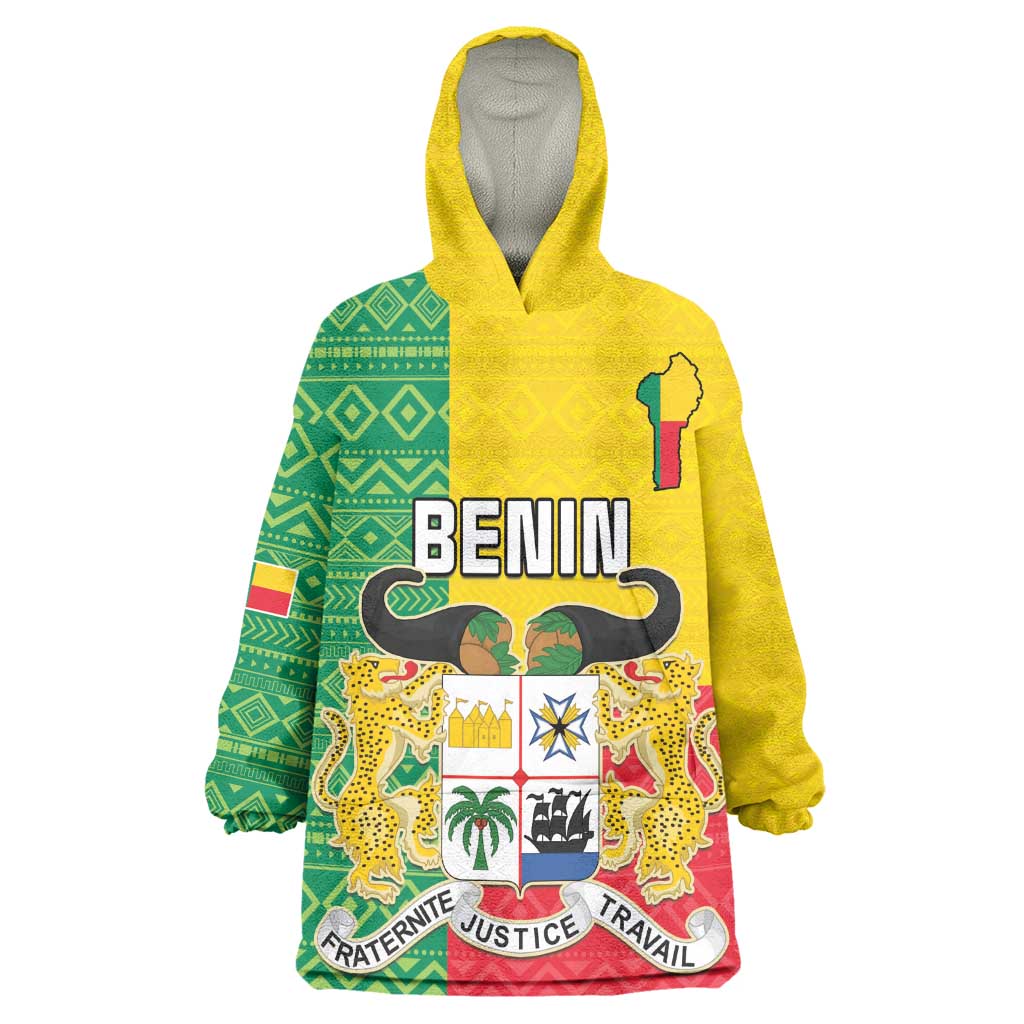 Personalised Afro Benin Wearable Blanket Hoodie Flag Style - African Pattern LT15