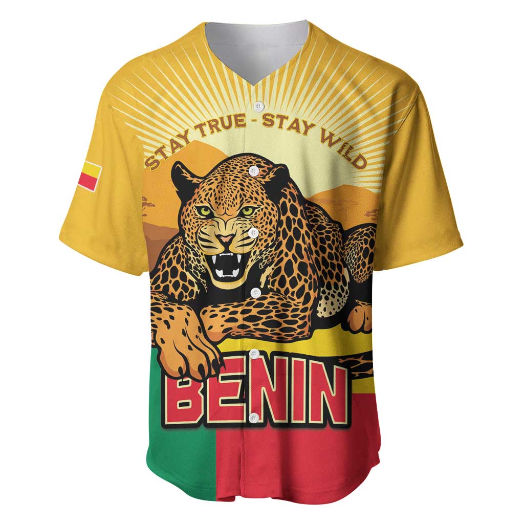 Personalised Afro Benin Leopard Baseball Jersey Stay True - Stay Wild LT15