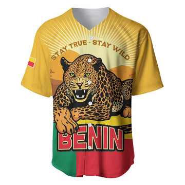 Personalised Afro Benin Leopard Baseball Jersey Stay True - Stay Wild LT15