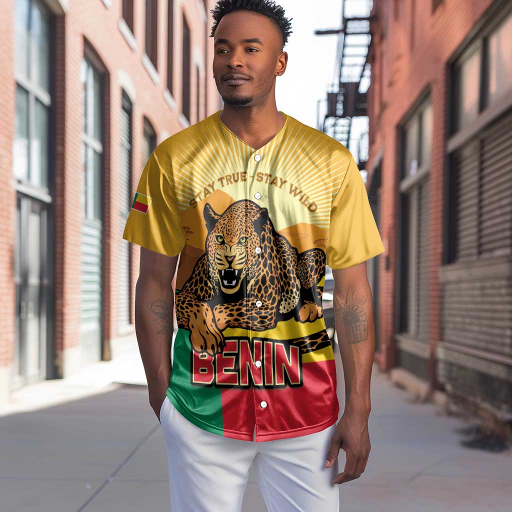 Personalised Afro Benin Leopard Baseball Jersey Stay True - Stay Wild LT15