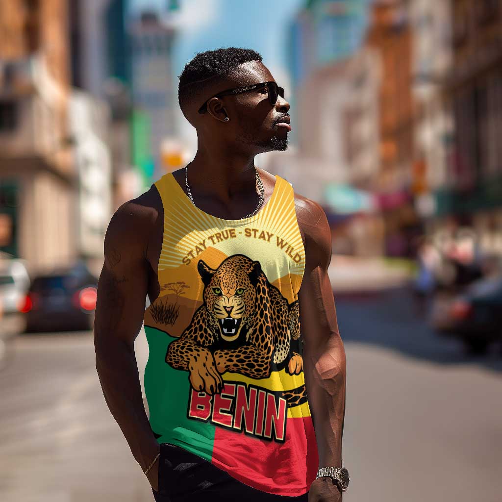 Personalised Afro Benin Leopard Men Tank Top Stay True - Stay Wild LT15