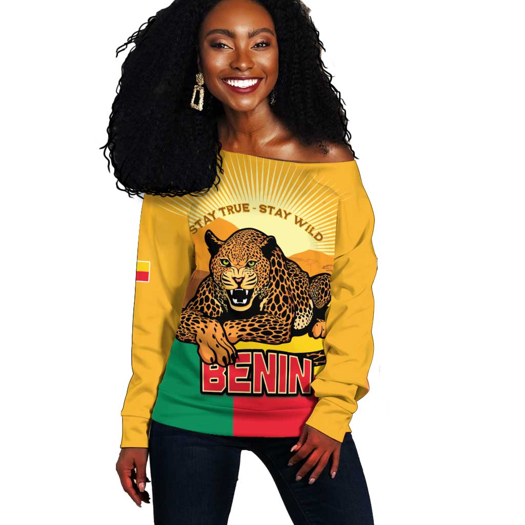 Personalised Afro Benin Leopard Off Shoulder Sweater Stay True - Stay Wild LT15