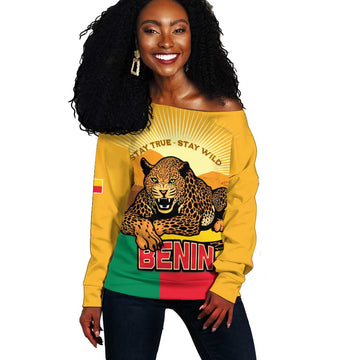 Personalised Afro Benin Leopard Off Shoulder Sweater Stay True - Stay Wild LT15