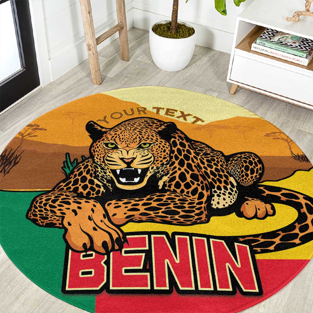 Personalised Afro Benin Leopard Round Carpet Stay True - Stay Wild LT15