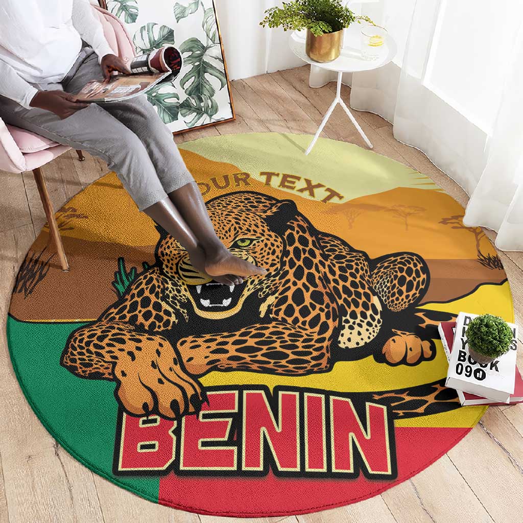 Personalised Afro Benin Leopard Round Carpet Stay True - Stay Wild LT15