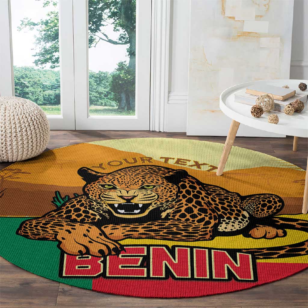 Personalised Afro Benin Leopard Round Carpet Stay True - Stay Wild LT15
