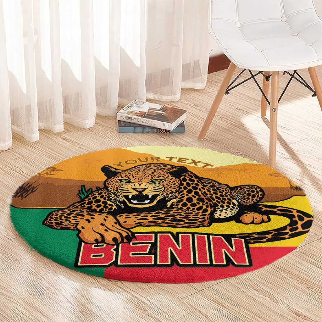 Personalised Afro Benin Leopard Round Carpet Stay True - Stay Wild LT15