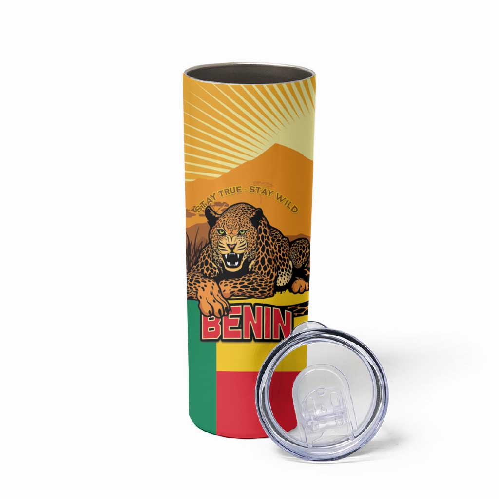 Personalised Afro Benin Leopard Skinny Tumbler Stay True - Stay Wild LT15