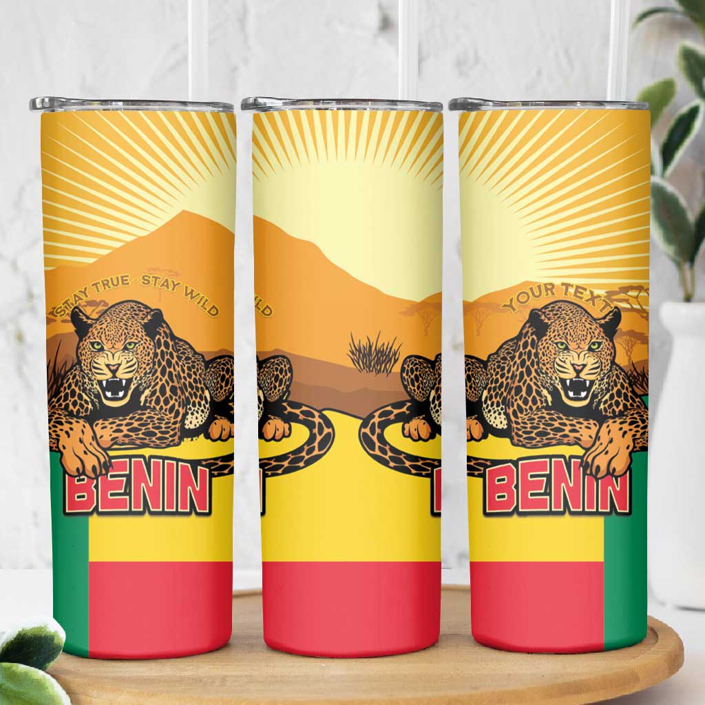 Personalised Afro Benin Leopard Skinny Tumbler Stay True - Stay Wild LT15