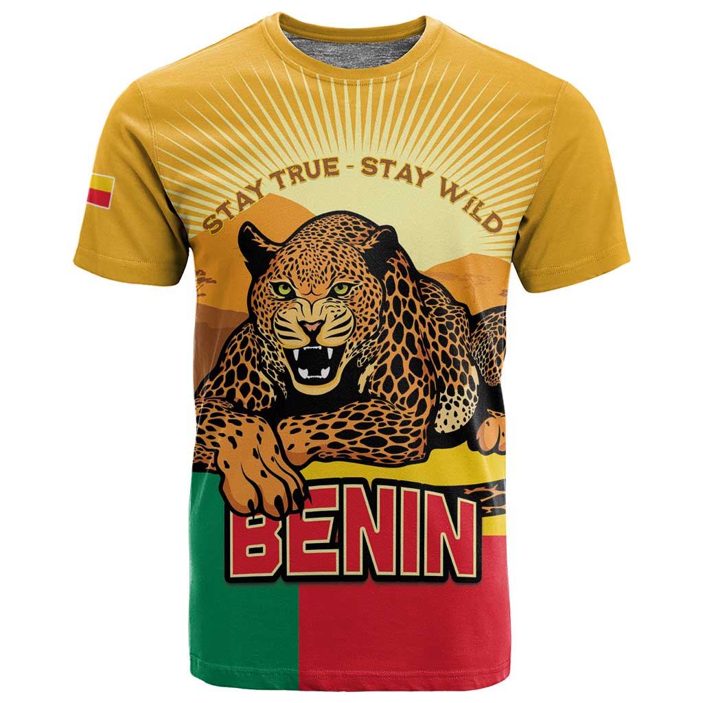Personalised Afro Benin Leopard T shirt Stay True - Stay Wild LT15