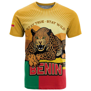 Personalised Afro Benin Leopard T shirt Stay True - Stay Wild LT15
