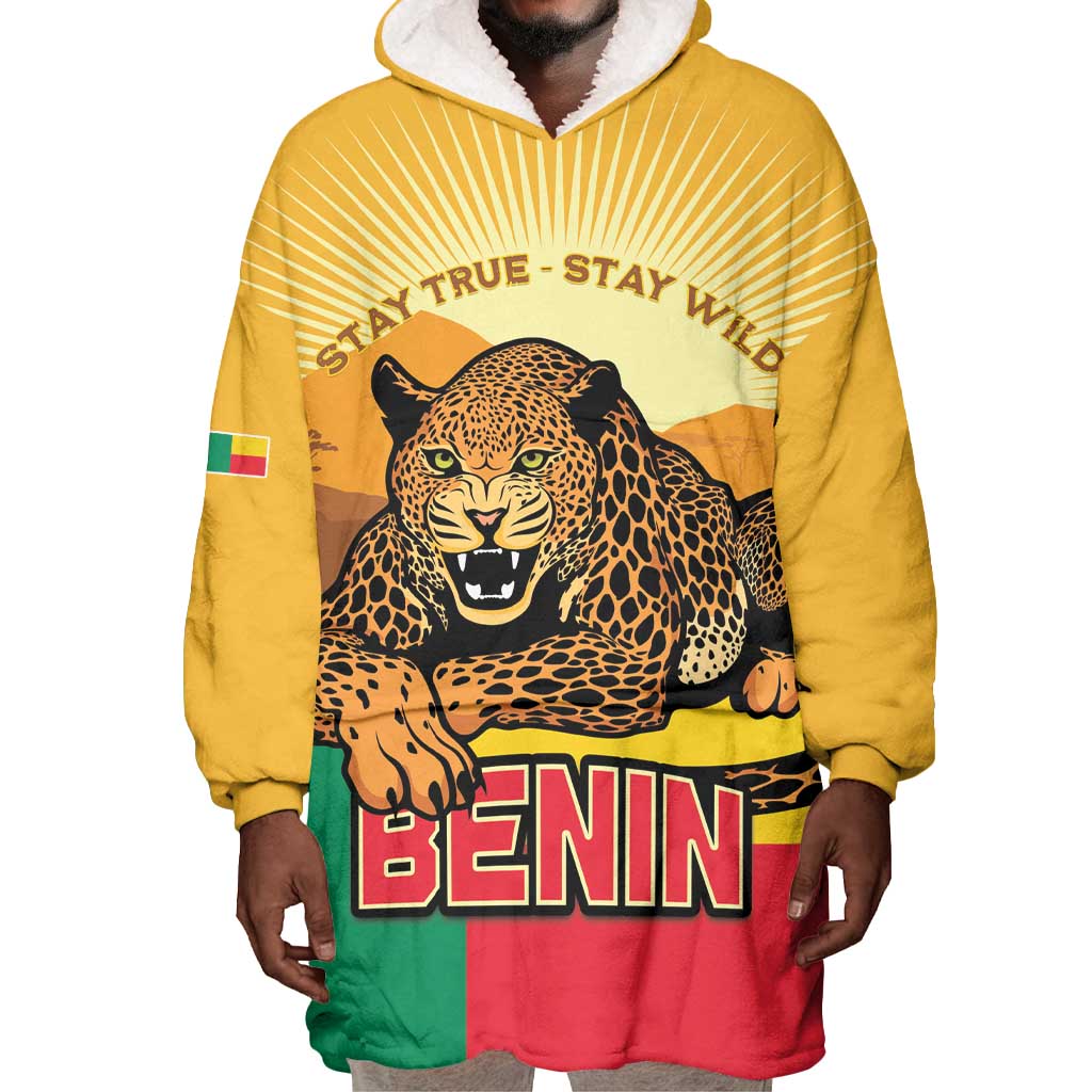 Personalised Afro Benin Leopard Wearable Blanket Hoodie Stay True - Stay Wild LT15