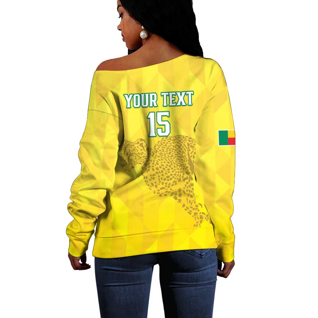 Custom Benin Football Off Shoulder Sweater Go Les Guepards LT15