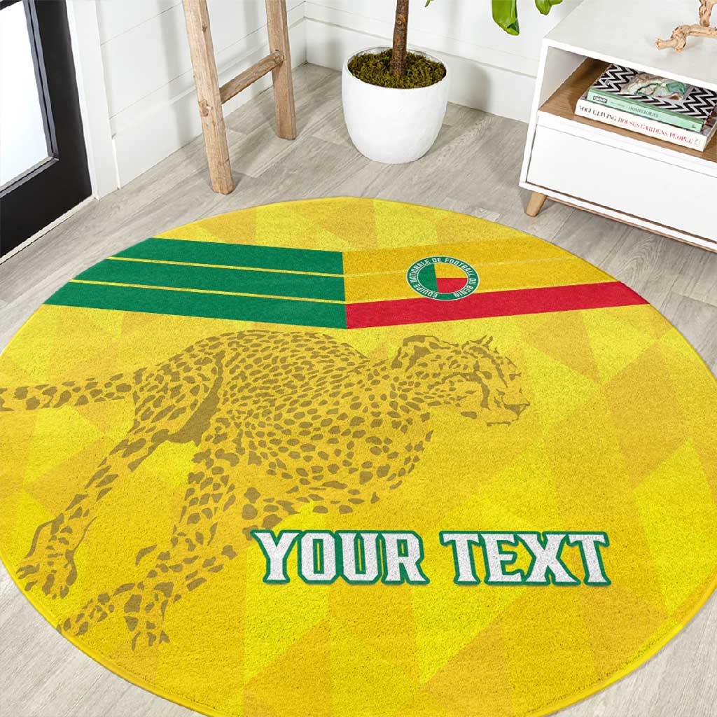 Custom Benin Football Round Carpet Go Les Guepards LT15